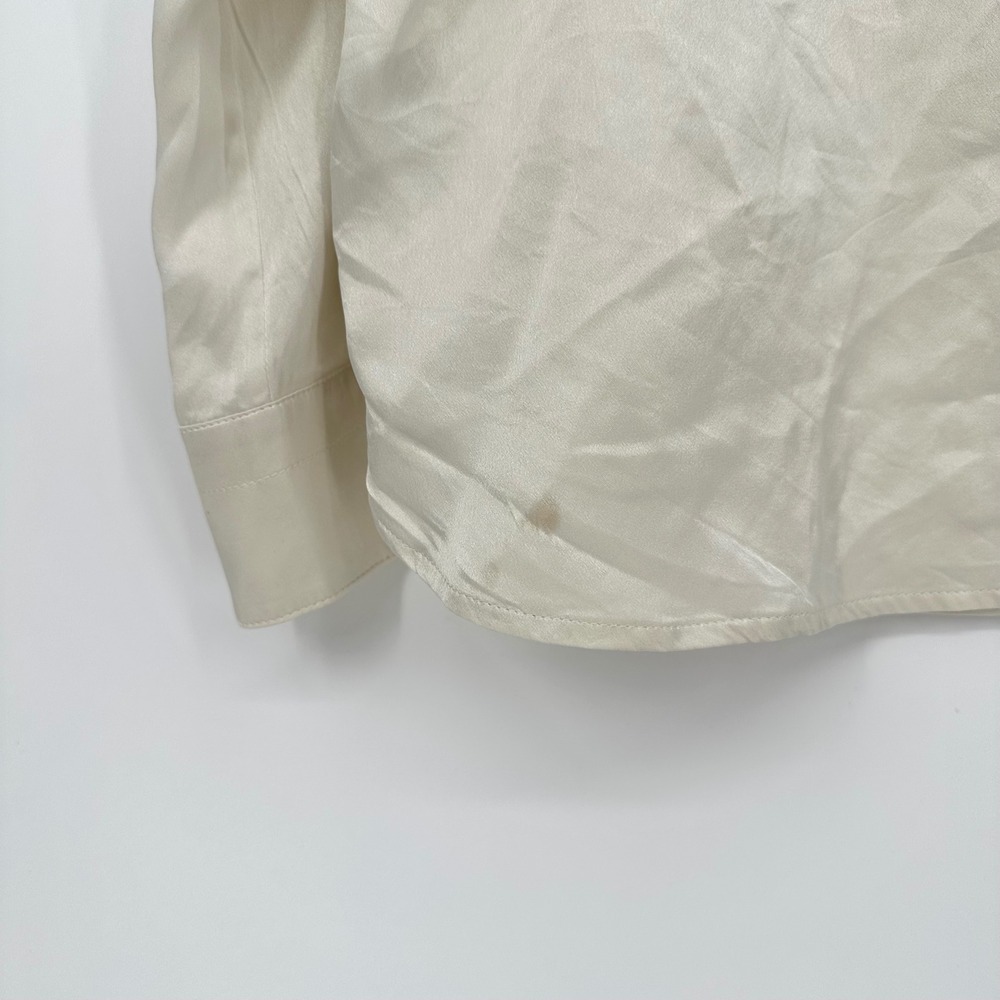 Banana Republic 100 Silk Ivory Button Shirt Blouse Long Sleeve Chic Minimalist L - Picture 6 of 8